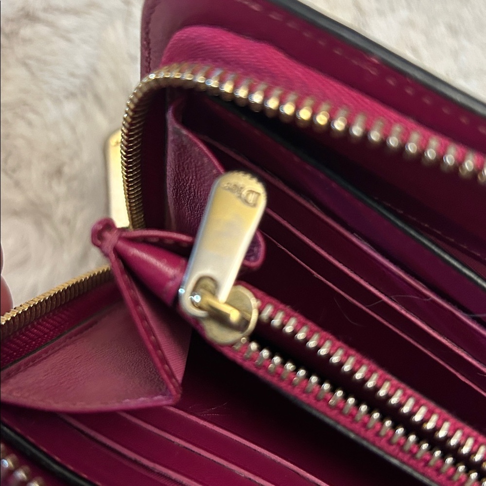 Christian Dior black and raspberry leather long zip around wallet with charms - Picture 16 of 17